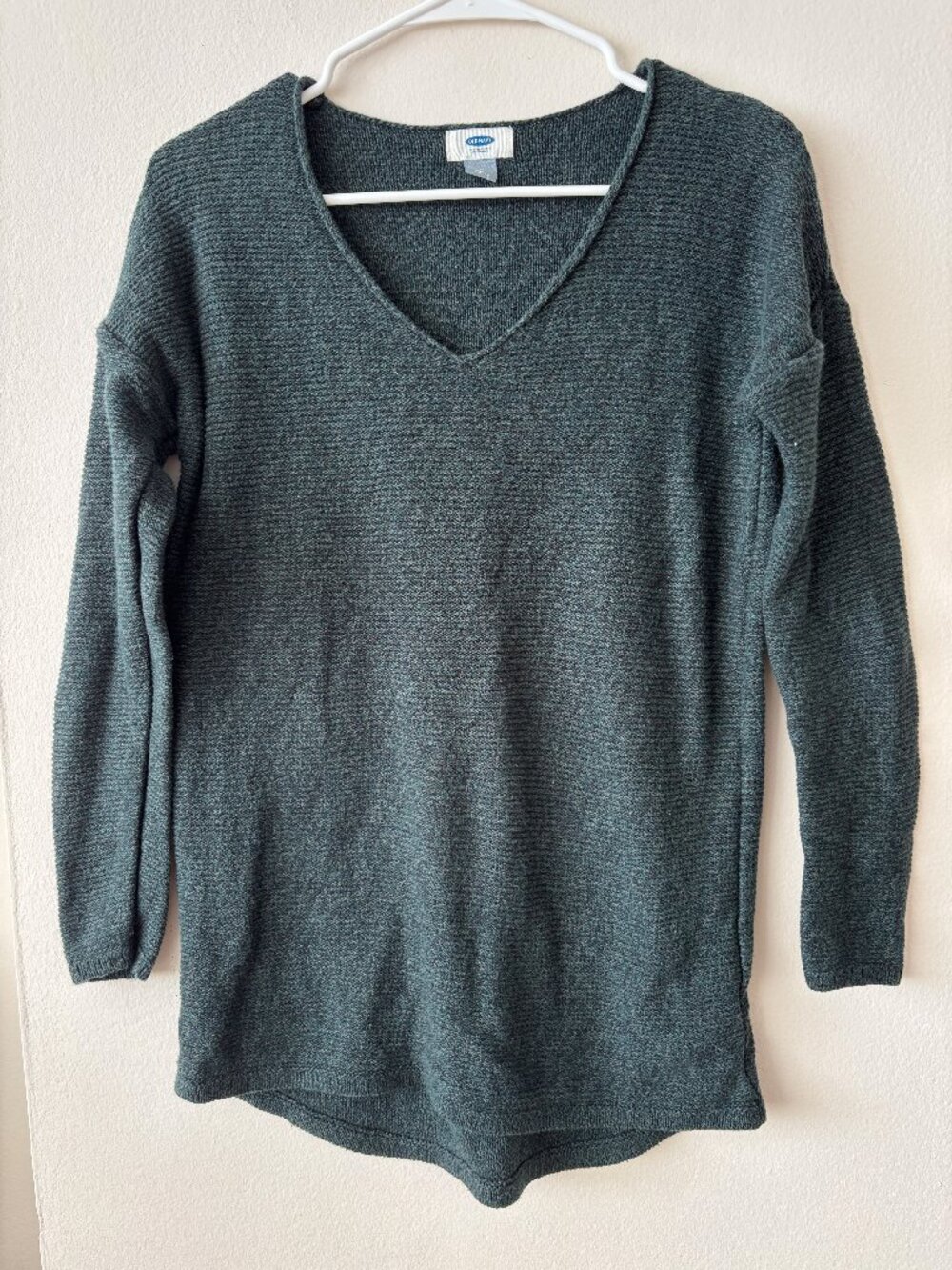 Old Navy Green Cotton Knit V-Neck Sweater - Size Medium